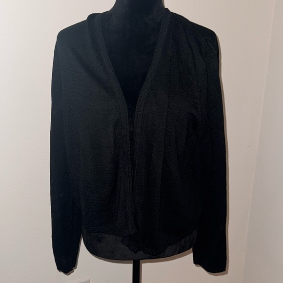 J. Jill Sweaters - J. Jill black linen cotton blend open lightweight black cardigan Sz L new